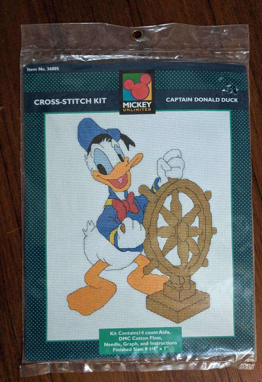 NEW Cross Stitch Kit Captain Donald Duck